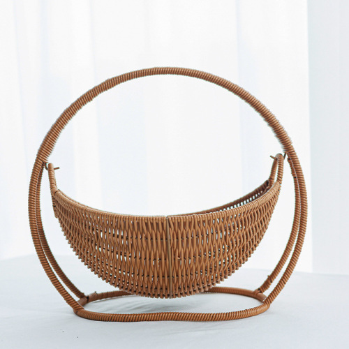 Baby crib creative fruit basket storage dry snack tray wicker weave basket home snack plate candy afternoon tea tray basket