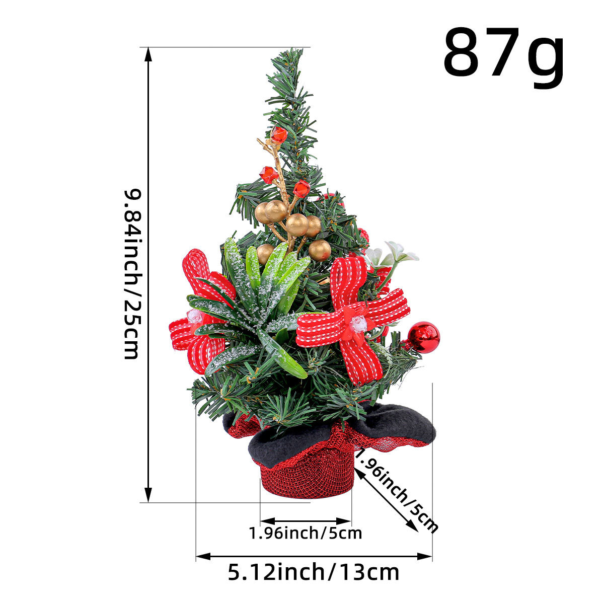 Adorno de Escritorio con Forma de Árbol de Navidad con Agujas de Pino y Bayas Rojas, Mini Árbol de Navidad, Decoración Navideña, Arreglo de Escena, Éxito de Ventas en Amazon