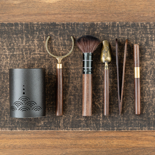 Black sandalwood tea ceremony six gentlemen set Kung Fu tea set accessories 6 gentleman set tea making tools tea clip needle tea spoon