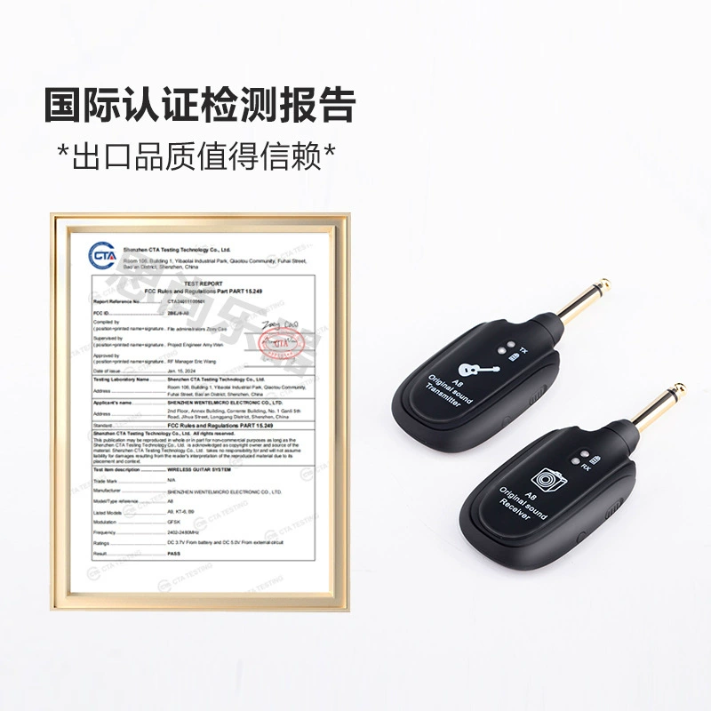 Wireless audio transmitter A8 for instruments, 730 MHz, rechargeable, up to 30 m range