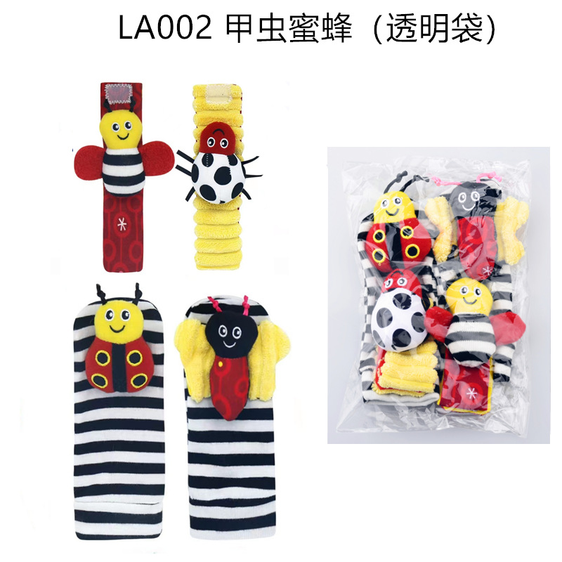 Bebé animal reloj Correa pulsera abeja mariquita muñeca Correa calcetines con sonajero papel recién nacido bebé Juguetes