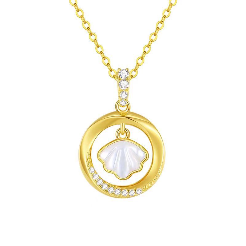 Versatile Round Fan-Shaped Pendant Necklace for Women, Fashionable and Creative Fan-Shaped Smart Clavicle Chain Accessories Cross-Border Wholesale