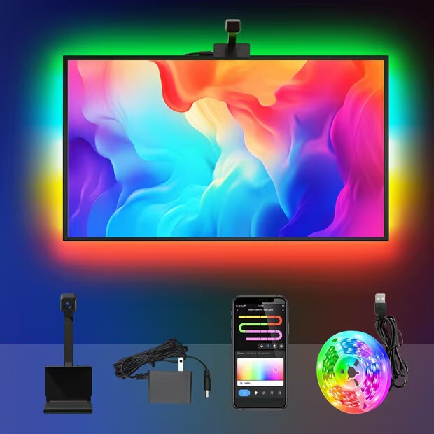 Cross-border explosions graffiti WIFI TV background lights synchronous LED lights with camera color RGBIC global magic color