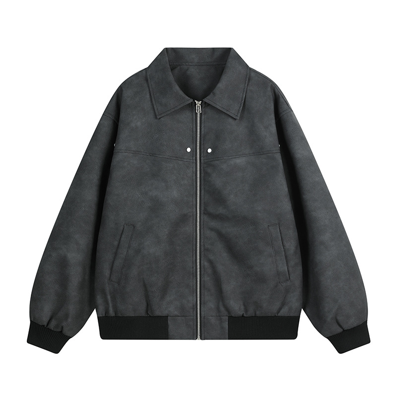 Hombres y mujeres 2024 nuevo estilo americano temperamento retro texturas chaqueta de solapa atada teñida tendencia chaqueta de chaqueta de chaqueta