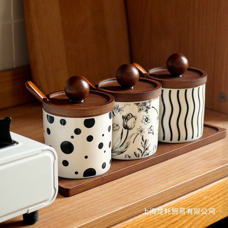 调料盒套装调料瓶厨房家用陶瓷调味瓶罐盐罐组合装辣椒罐子勺味精