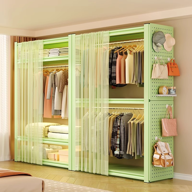 Coat Rack Open Clothes Hanger Floor Bedroom Rental Shelf Wardrobe Simple Household Angle Steel Storage Rack