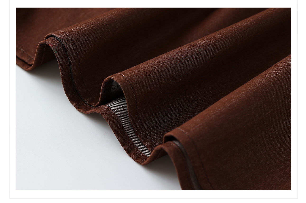 Váy yếm denim phong cách Trung Quốc mới, thiết kế jacquard nhuộm sợi cao cấp, dáng suông — màu nâu, màu xanh lá cây chi tiết 51