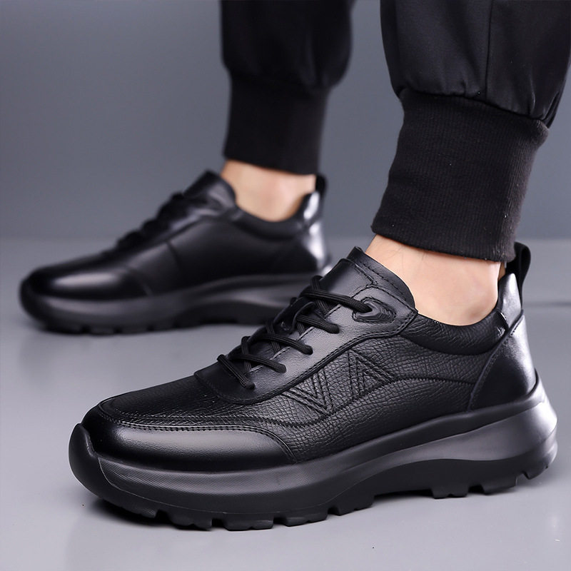 Giày thể thao nam tăng chiều cao, da phong cách casual, đế bằng gót thấp — H5539 màu nâu, H5539 đen, H5539-G tăng chiều cao màu nâu, H5539-G tăng chiều cao màu đen