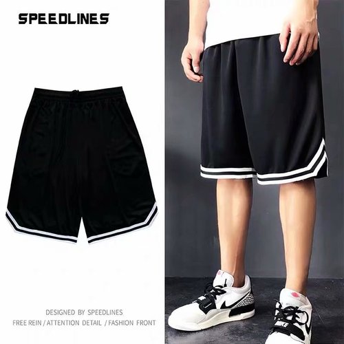 Breathable basketball pants men's summer loose quick-drying sports shorts over the knee large pants running training basketball uniform five-point pants