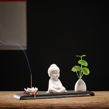 白瓷小如来创意禅意祈福线香插檀香座家用家居客厅摆件工艺品装饰