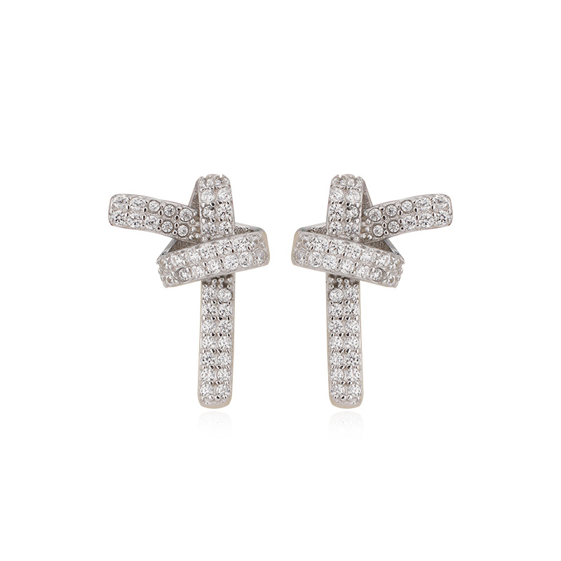 925 plata esterlina completo diamante concéntrico nudo pendientes para mujeres luz lujo nicho diseño 2023 nuevos pendientes de alto grado