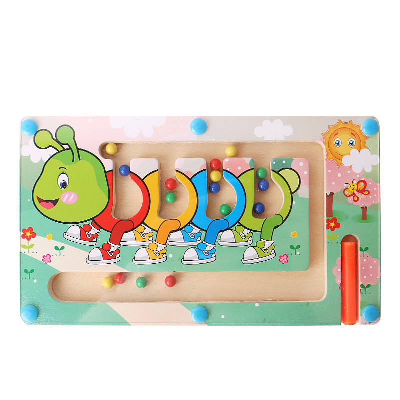 Magnetic maze toy children's intelligence concentration training magnetic pen beads 2-3 years old 4 years old baby toy