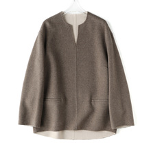 【静奢ROW风】简约毛呢半开领高支羊毛羊绒双面呢上衣女 秋冬新款