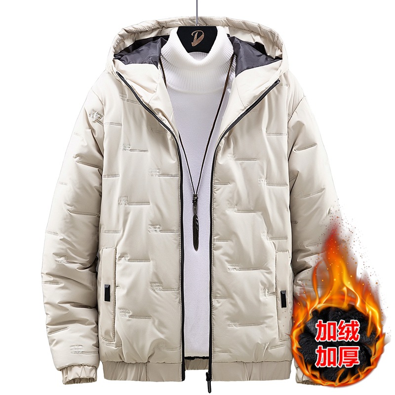 跨境冬季休闲男士棉服纯色连帽外套男装加绒加厚棉衣潮 厂家直销