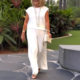 Spring and Summer 2025 New European and American Cross-border Independent Station Explosions Women's Solid Color Round Neck Sleeveless Top and Pants suit