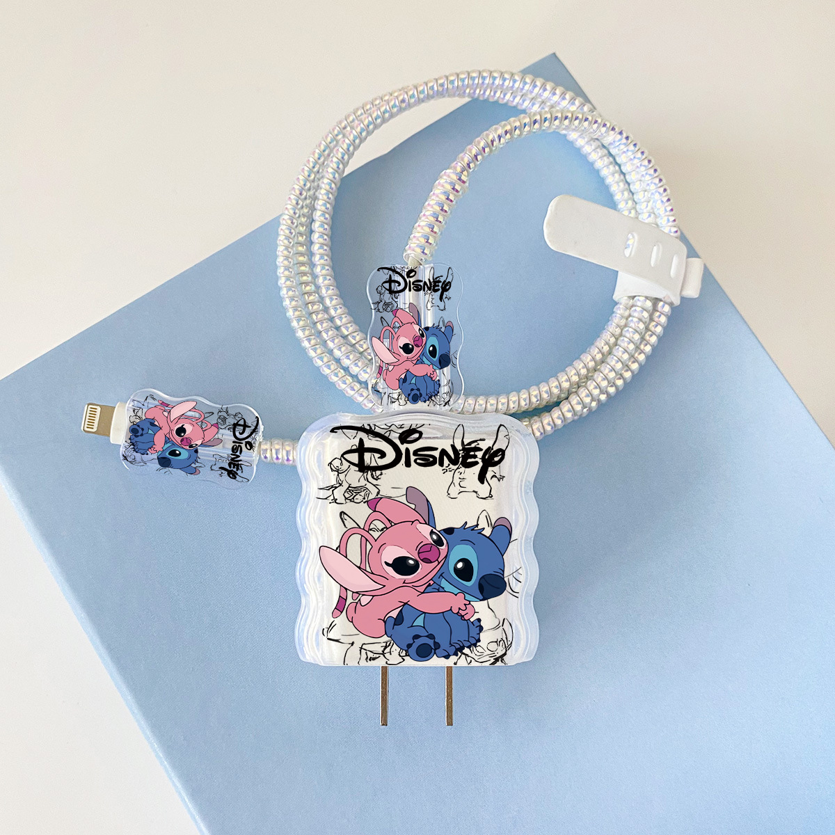 Apple 20w-A26 스티치 오버레이 헤드기어 + 물결선 클립 + 1m 레이저 흰색 로프 + 흰색 스트랩