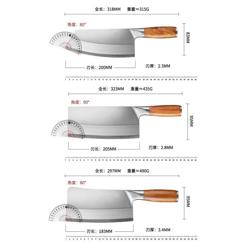 Cuchillo de cocina de acero inoxidable forjado de dos piezas Cuchillo de corte afilado para el hogar Cuchillo de cocina Cuchillo de carne Cuchillo de chef Cuchillo de doble uso