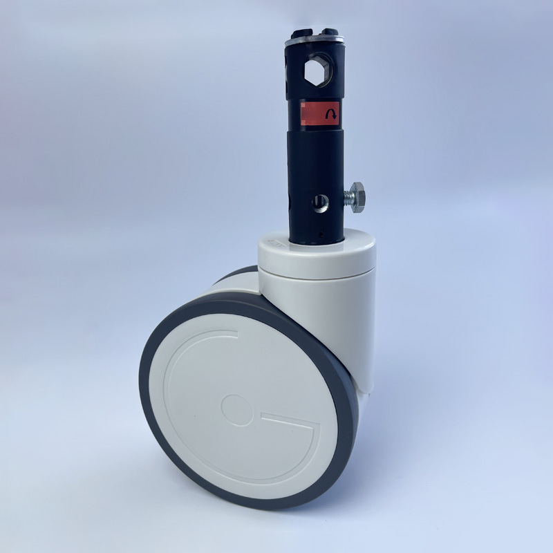 中冠供应5寸长杆双片中控轮医疗脚轮万向轮病床脚轮护理床脚轮