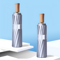16本骨チタンシルバー折りたたみ傘 70% off レトロ木製ハンドル日焼け止め UVカット 晴雨兼用日傘 卸売