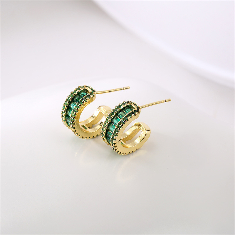 Fashion Geometric Copper Artificial Gemstones Earrings 1 Pair