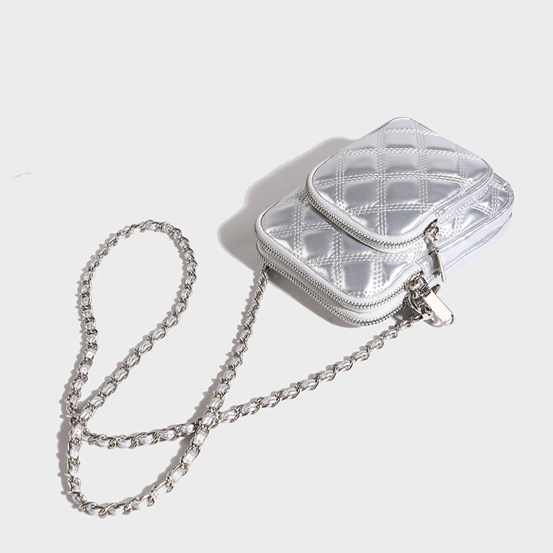 Bolsos de mujer 2025 nuevo bolso de cadena de rombos de moda coreana bolso pequeño de mensajero de un solo hombro bolsa de teléfono móvil en stock bags
