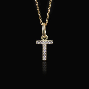 English letter T necklace 26 letter clavicle chain gold s925 sterling silver set moissanite pendant does not fade