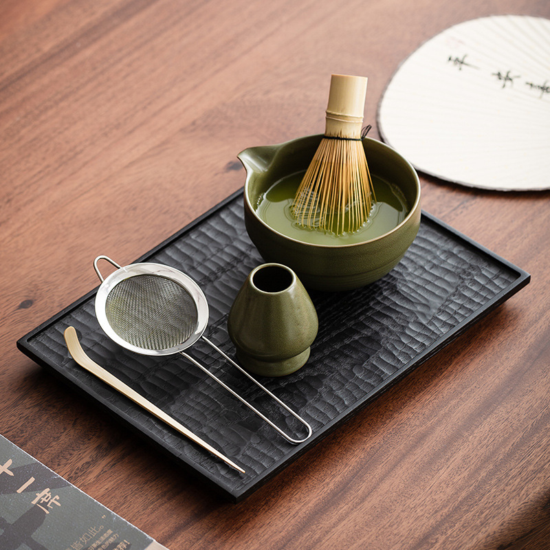 大型日本茶風抹茶ボウル、抹茶道具、抹茶ブラシ、茶碗、かわいいストライプ茶筅セット|undefined