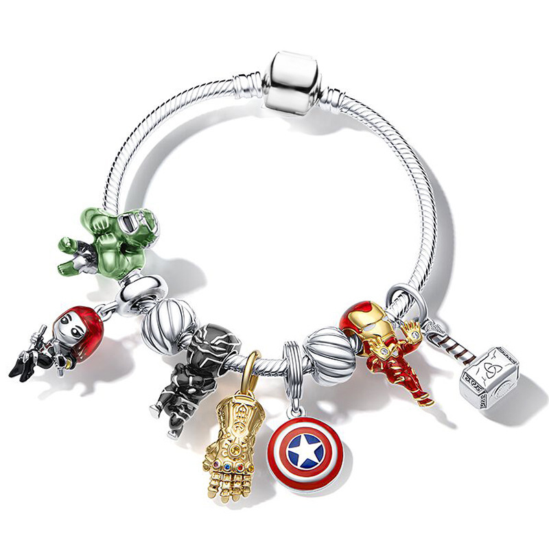Hot Selling Pan's New Avengers Marvel Series Beaded Bracelet Captain America Shield Pendant Iron Man Hot Selling Pan's New Avengers Marvel Series Beaded Bracelet Captain America Shield Pendant Iron Man