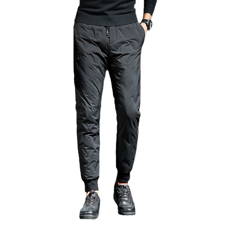 Белые утиные пуховые брюки для мужчин осенью и зимой толстые, теплые и холодные мужские спортивные брюки для отдыха