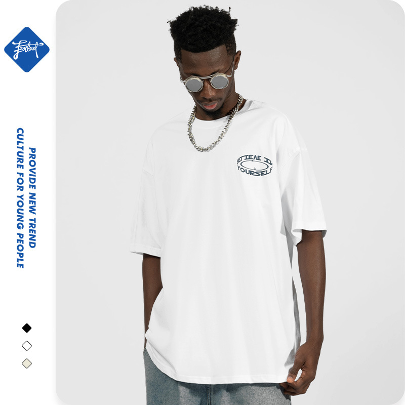 China-chique verão novo estilo manga curta masculina solta camiseta de algodão grande ins mesma moda casal top_voghion.com