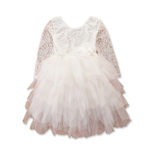 SAMGAMI BABY New Children's Formal Dress Princess Skirt for Girls, Lace Splicing Net Fabric Multi-Layer Net Dress