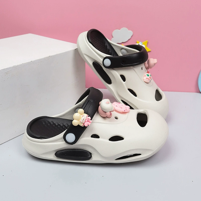 Новые летние детские сабо, милые розовые аксессуары с героями мультфильмов, повседневная мягкая подошва, износостойкие и удобные пляжные сандалии.