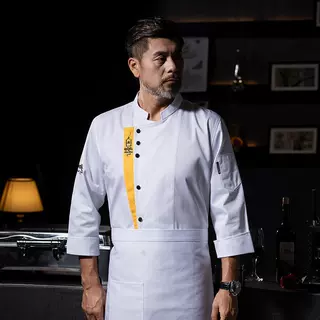 酒店厨师工作服秋冬季长袖服装后厨餐饮食堂厨房工衣短袖男女