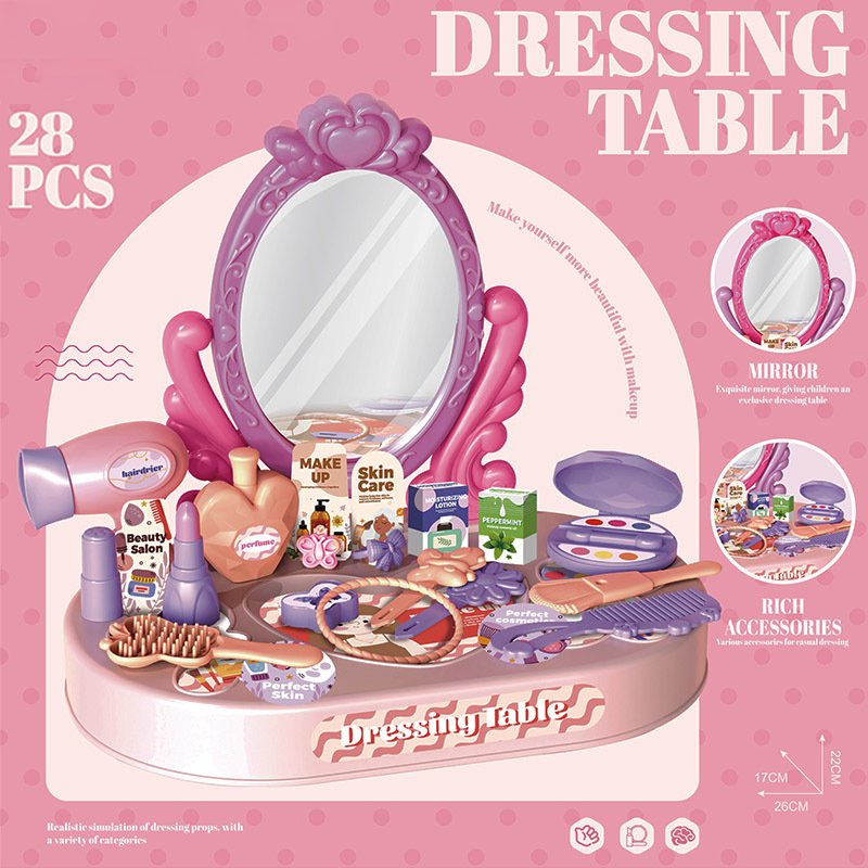 Mesa de maquillaje de casa de juegos transfronteriza simulación princesa niña tocador para niños joyería decoración conjunto de juguetes al por mayor