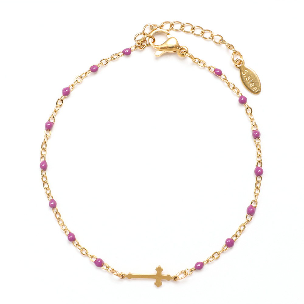 Stainless Steel Simple Style Cross Enamel Plating Bracelets display picture 15