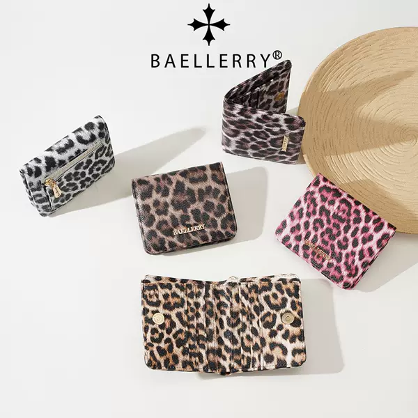 New cross-border women's short wallet, stylish ins-style student wallet, integrated card holder and leopard print coin purse for women