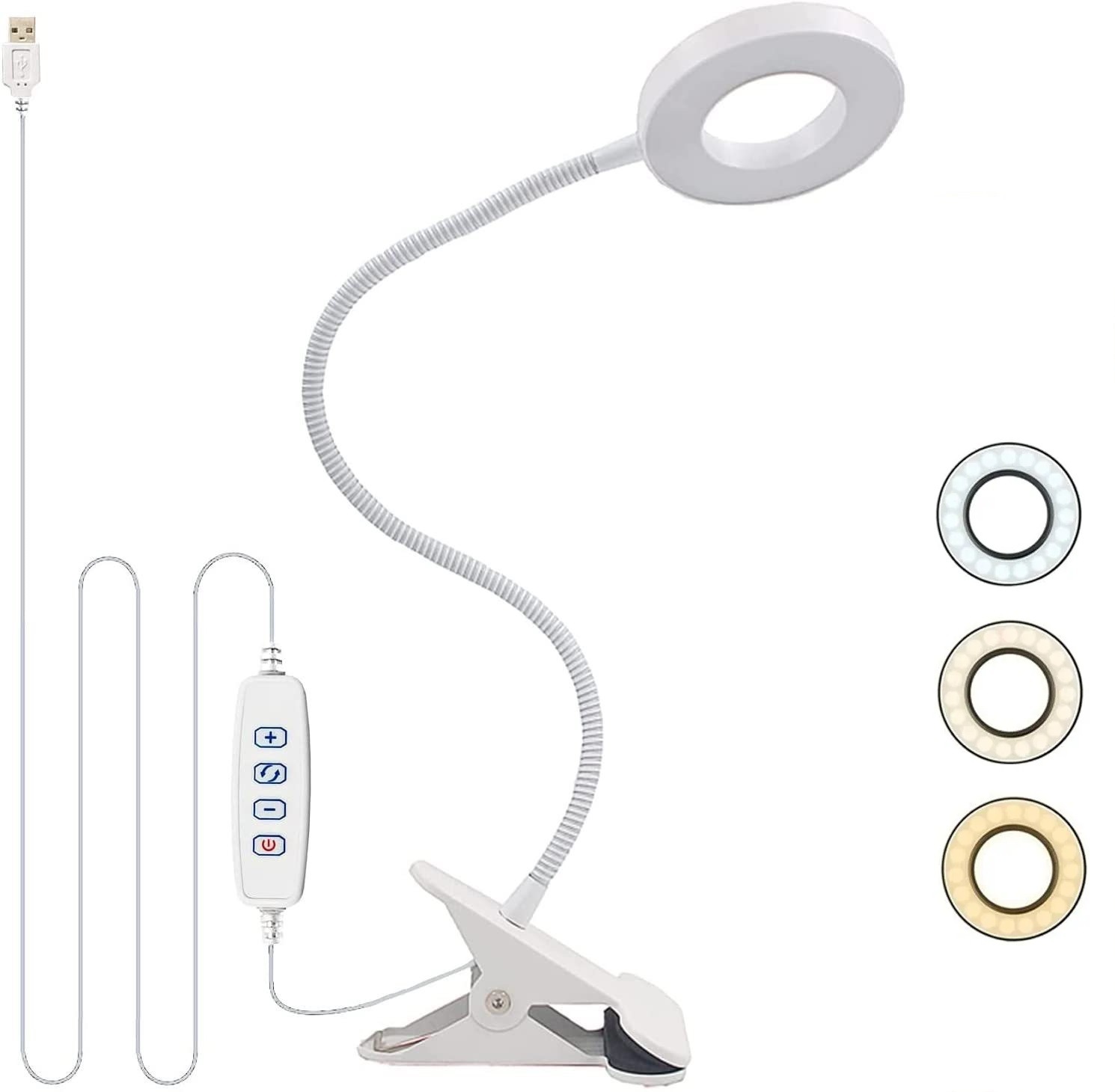 Lámpara de escritorio de lectura de protección ocular de comercio electrónico transfronterizo estudiante escritorio dormitorio noche atenuación color juego USB clip lámpara de escritorio