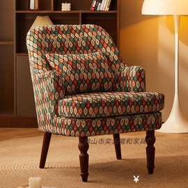 美式复古单人沙发北欧客厅阳台卧室懒人休闲椅子布艺灯芯绒小沙发