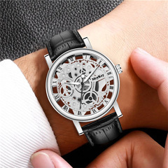 New watches men's transparent bottom hollow imitation mechanical watch men's belt quartz watch watch wholesale