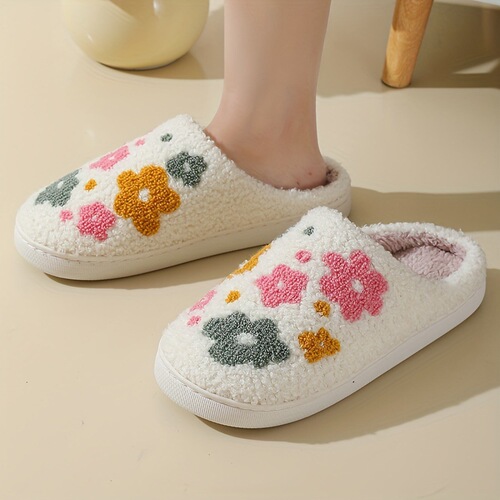 Autumn/Winter New Bear Cute Cartoon Cotton Slippers for Women, Winter Home Use Anti-Slip Couple Style Fleece Home Slippers
