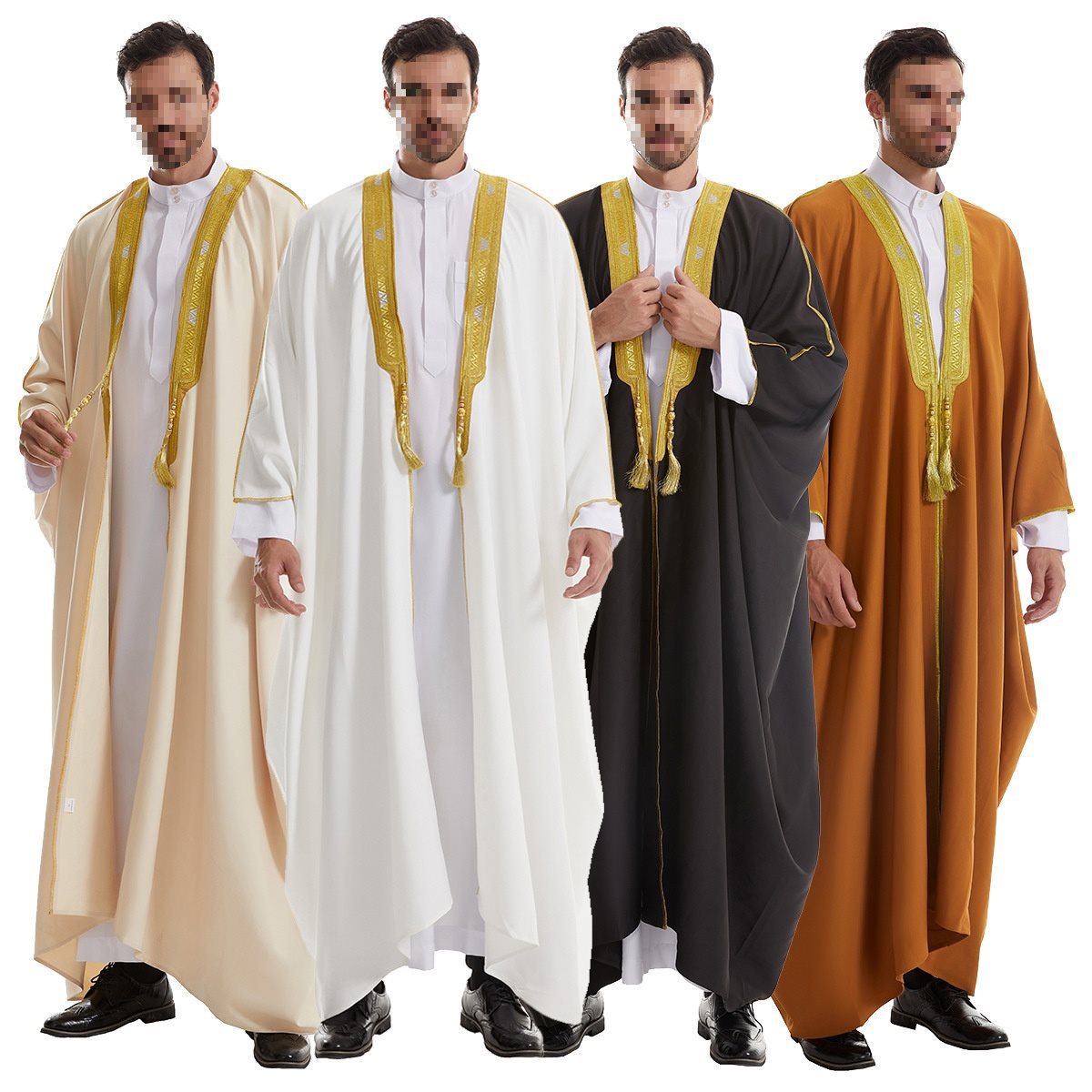 Indian Arabian Men's Robe Ethnic Style Dubai Clothing Cardigan Robe Traditional Pakistani Outer Robe for Men