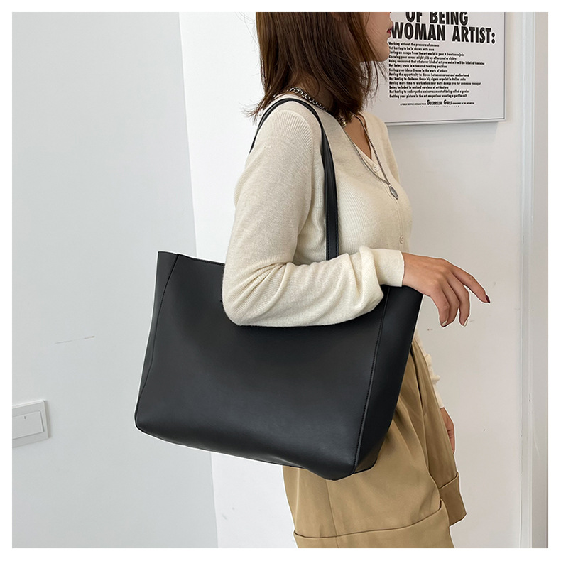 Simple Solid Color Large-capacity Portable Tote Bag Wholesale Nihaojewelry display picture 9