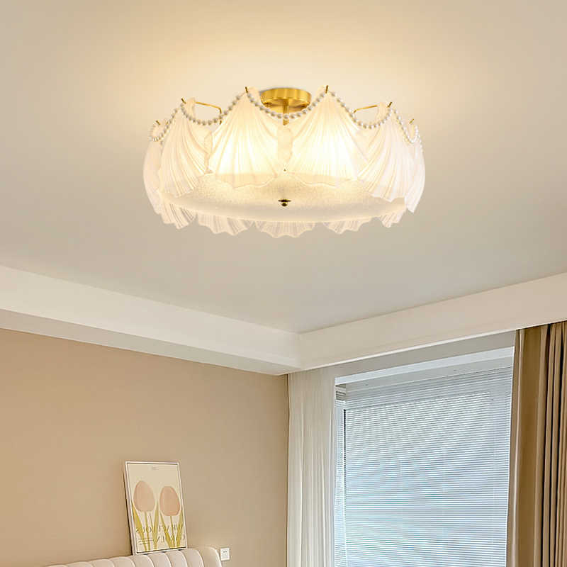 Gran vista jardín lámpara de dormitorio led lámpara de techo lujosa francesa lámpara de cristal moderna y simple lámpara de dormitorio principal 413L