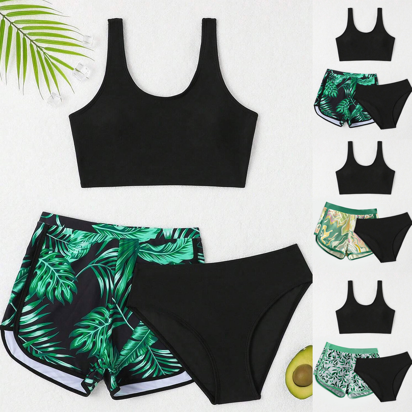 2025 New Girls' Swimsuit Three-piece Split Swim Trunks Children's Printed Split Swimsuit Cross-border Women's Swimsuit