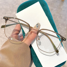新款眉毛半框近视眼镜女可配有度数平光复古文艺防蓝光眼镜架男潮
