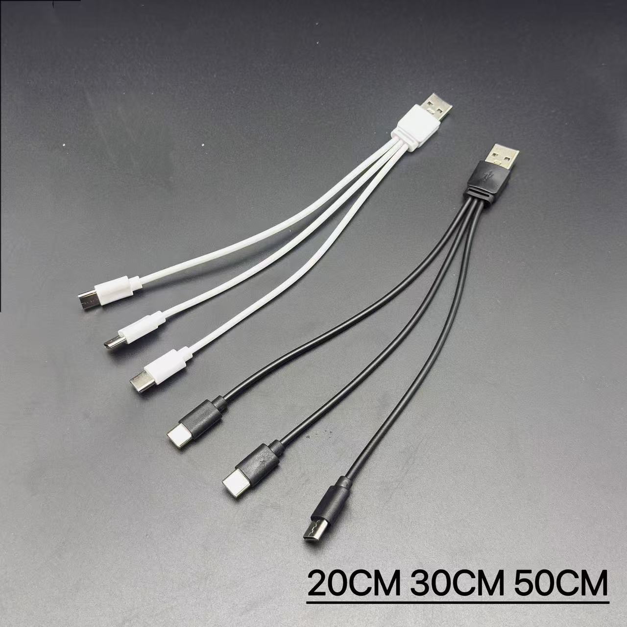 3-in-1 USB to Triple Type-C Charging Cable, Type-C Data Cable, PVC, Lithium Battery, USB Charging Cable - 5