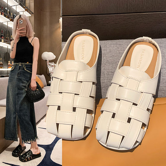 High-grade Baotou Slippers Women's Summer Wear Slip-on 2025 New French Style Elegant All-match Casual Muller Sandals
