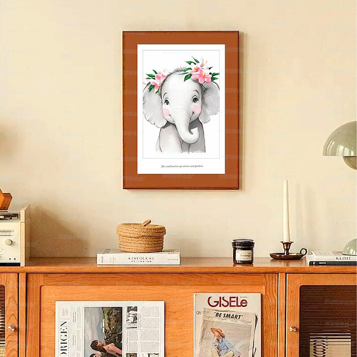 Mona Lisa Real Animal Combinado - Elephant Cute Cartoon Miniature Moderno Minimalista Transfronterizo