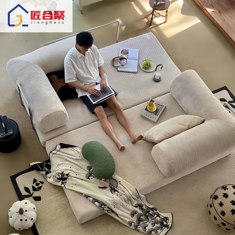 复古客厅懒人沙发现代折叠两用沙发小户型书房模块中古压缩沙发床|undefined
