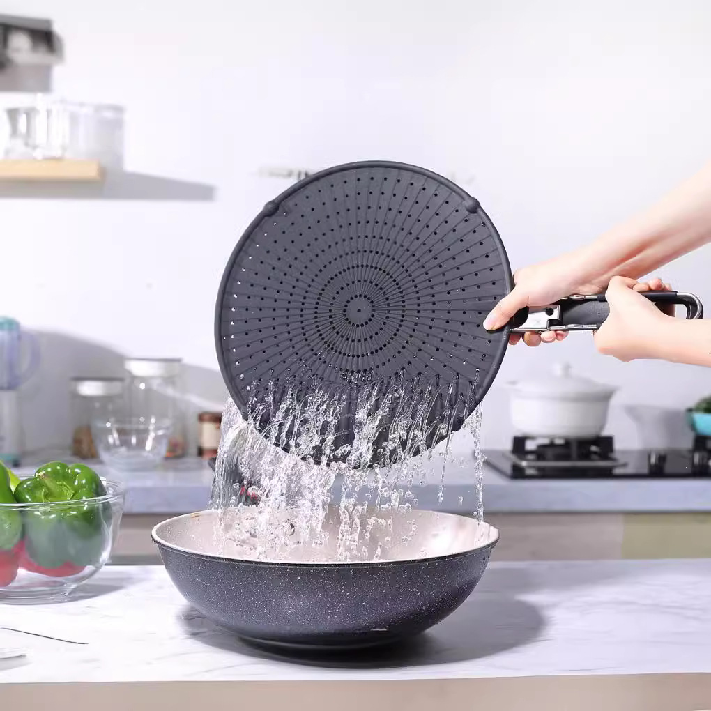 Amazon para grasa de silicona plegable malla de silicona cubierta de olla 12,5 pulgadas de acero inoxidable salpicaduras de aceite